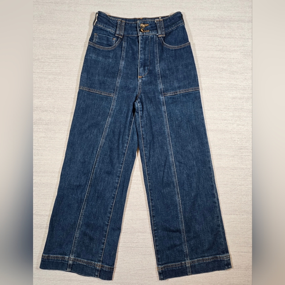 Pilcro High-Waist Cropped Wide-Leg Jeans in Dark Blue - Picture 3 of 10